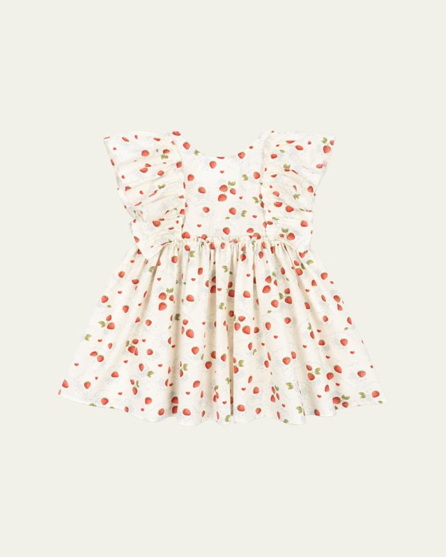 Girl's Evia Strawberry-Print Dress, Size 18M-10